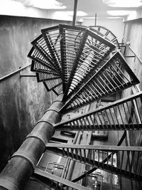 Low angle view of spiral staircase of building