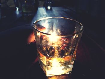 Close-up of tea in glass