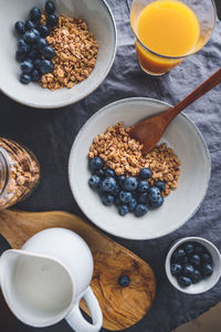 Directly above shot of breakfast on table