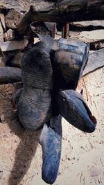 High angle view of shoes on floor