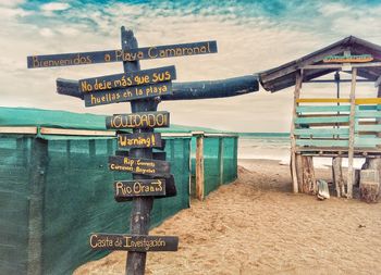 Information sign in water