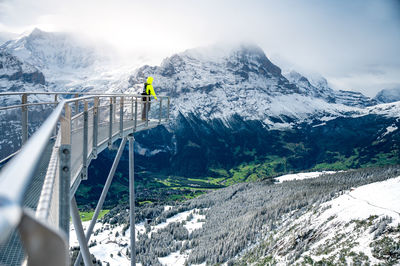 Scenic view of snowcapped mountains during winter