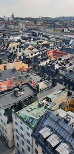 High angle view of buildings in city
