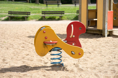 Close-up of playground in park