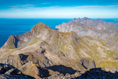 Scenic view of rocks in sea against sky