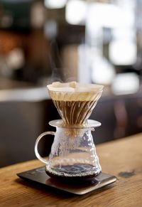 Steaming coffee