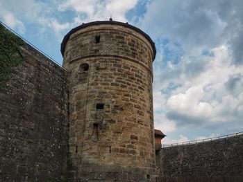 Low angle view of historic building against cloudy sky