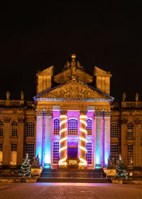 Illuminated building at night