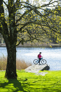 Cyclist on jetty