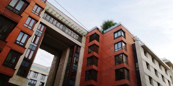 Low angle view of buildings against sky