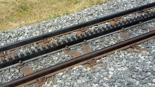 High angle view of railroad tracks