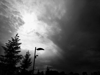 Low angle view of silhouette trees against sky