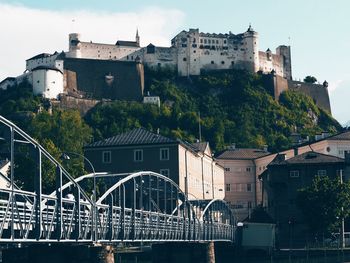 Bridge against buildings at hohensalzburg fortress