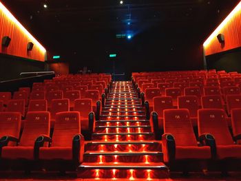 Interior of empty seats in theater