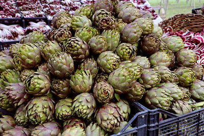 Close-up of stack for sale at market stall