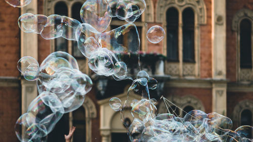 Close-up of bubbles in glass window