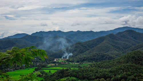 Scenic view of mountains against sky