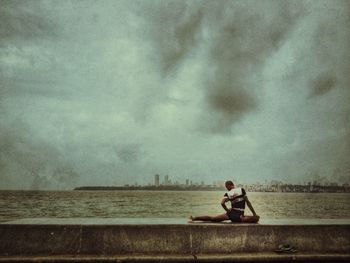 Silhouette of girl looking at view