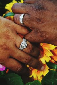 Close-up of woman holding hands