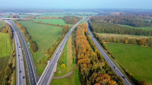 High angle view of road amidst landscape