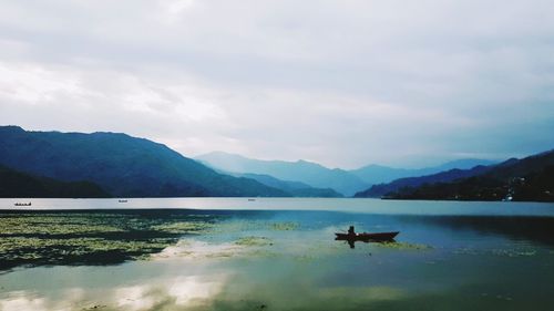 Scenic view of lake against sky