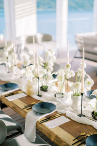 Close-up of place setting on table