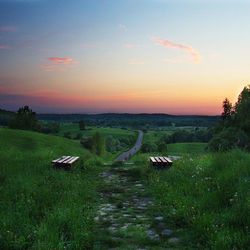 Scenic view of sunset over river