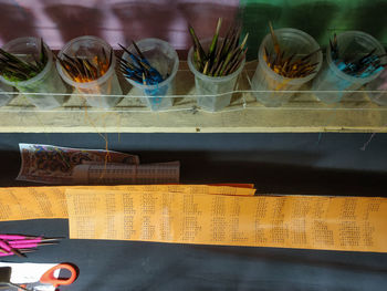 Close-up of books on table