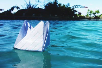 Close-up of water against blue sky