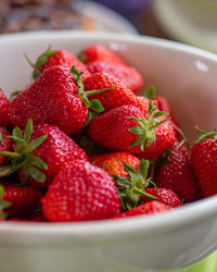 Close-up of strawberries in bowl