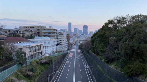 High angle view of cityscape against sky