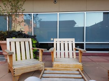 Wooden furniture in balcony