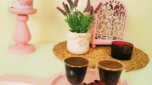 Close-up of potted plants on table