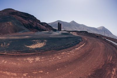 Scenic view of desert against clear sky