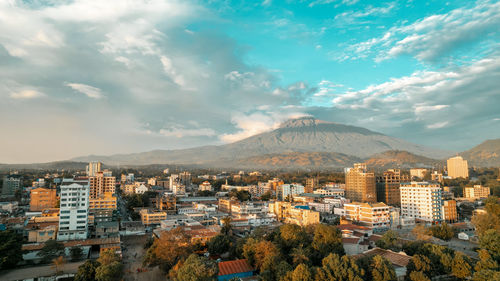 Aerial view of the arusha city, tanzania