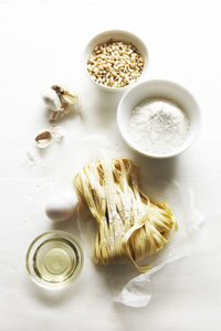 Fresh pasta making ingredients still life