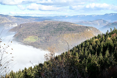 Scenic view of mountains against sky