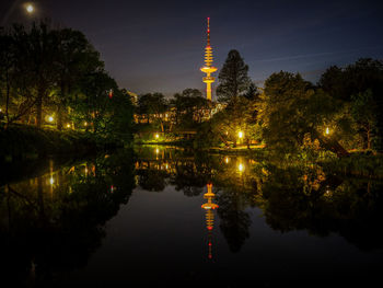 City lit up at night