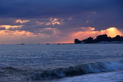 Scenic view of sea against sky during sunset