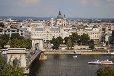 Bridge over river in city