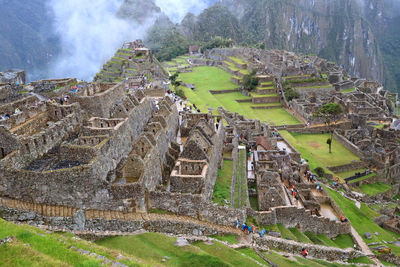 The inca ruins of machu picchu in cusco region, urubamba province, peru, archaeological site