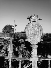 Low angle view of statue against clear sky