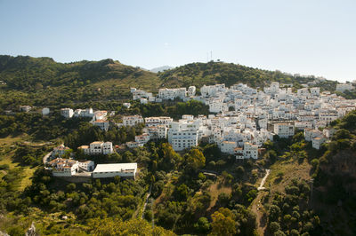 High angle view of townscape against sky