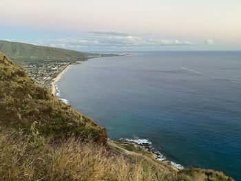 High angle view of sea against sky