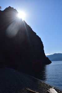 Sun shining over mountain