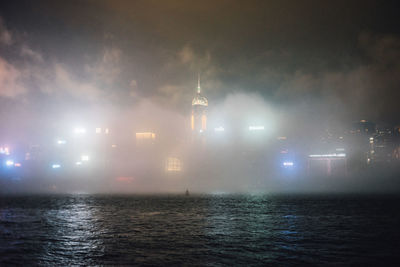 View of illuminated buildings at night