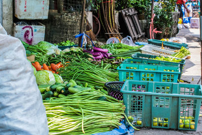 Vegetables for sale at market stall