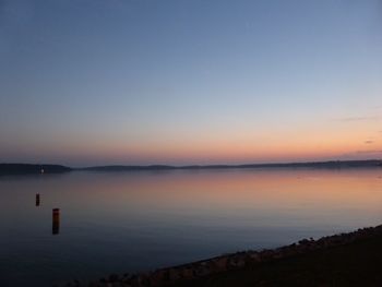 Scenic view of lake against clear sky