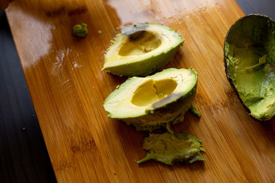 High angle view of food on cutting board