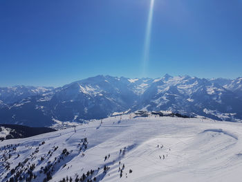 Snow-covered mountain landscape in the kaprun ski area austrian alps